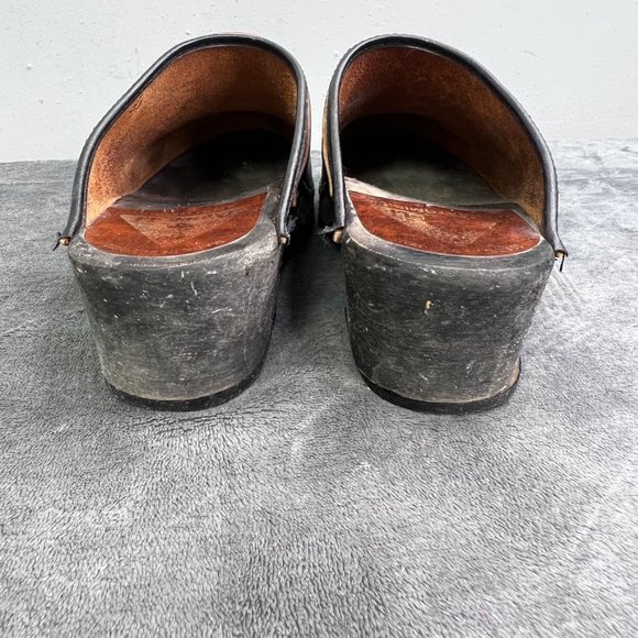 Vintage Nowa Li Anatomisk Swedish Clogs Black Leather size 10 Women 41 Wood - Picture 4 of 8